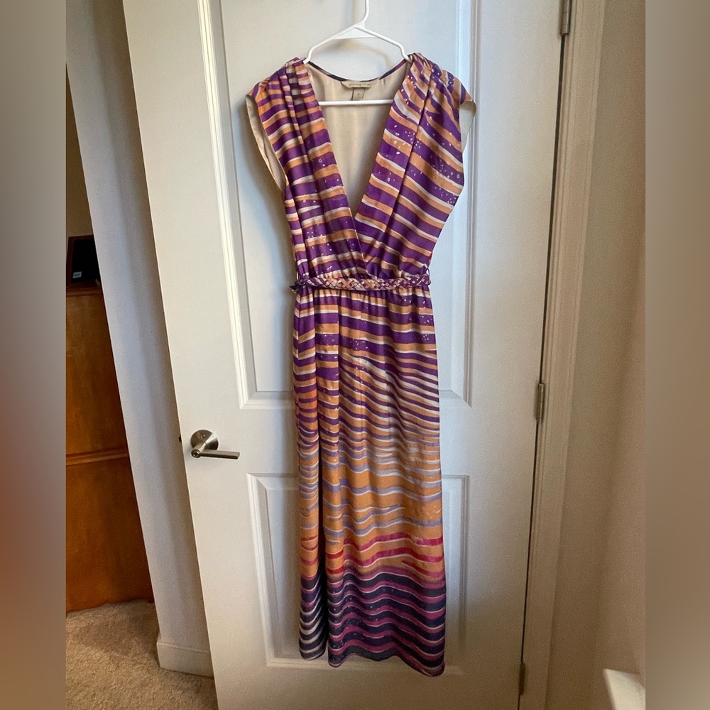 Presley Skye Jaclyn Silk Chiffon Colorful Maxi Dress